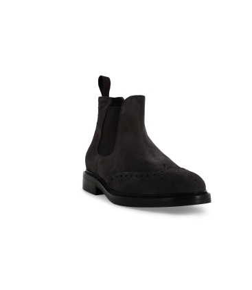 Stivaletto uomo con elastico e coda di rondine in camoscio grigio u24657