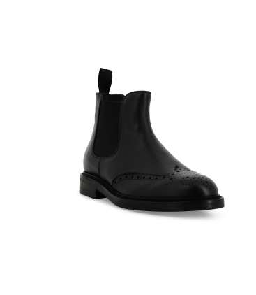 Stivaletto uomo con elastico e coda di rondine in pelle nero u24657