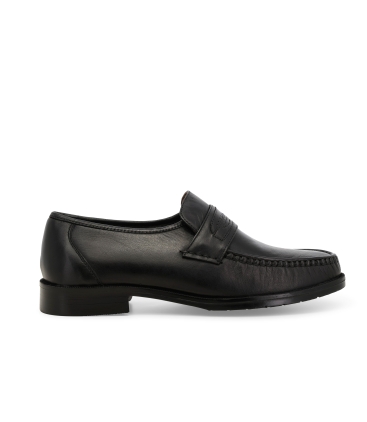 Mocassino uomo accollato in pelle nero u36001z