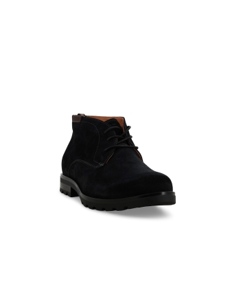 Stivaletto uomo stringato in camoscio blu u41155