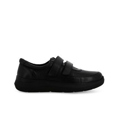Mocassino uomo con strappi in velcro in pelle nero u55389