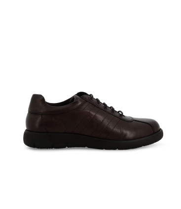 Sneakers uomo stringata in pelle marrone u55438