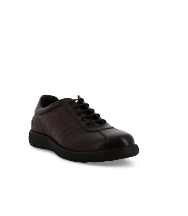 Sneakers uomo stringata in pelle marrone u55438