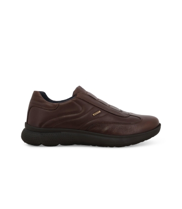 Sneakers uomo accollata in morbida pelle marrone u55700