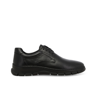 Sneakers uomo allacciata in morbida pelle nero u55701