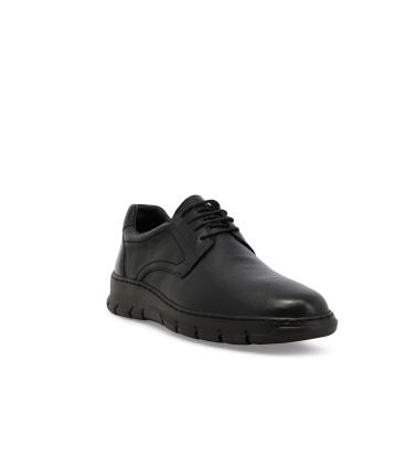 Sneakers uomo allacciata in morbida pelle nero u55701