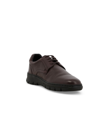 Sneakers uomo allacciata in morbida pelle marrone u55701
