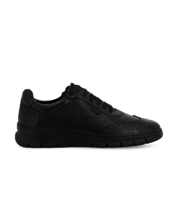 Sneakers uomo allacciata in morbida pelle nero u55704
