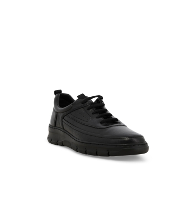 Sneakers uomo allacciata in morbida pelle nero u55707