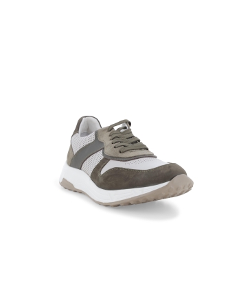 Sneakers uomo multicolor bianco beige in camoscio e pelle tecnica u56034q