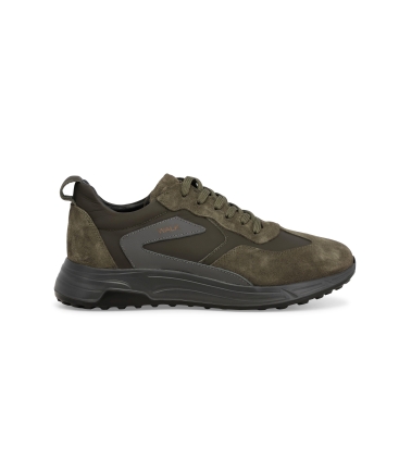 Sneakers uomo in camoscio e pelle verde u56040