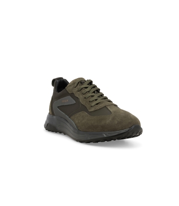 Sneakers uomo in camoscio e pelle verde u56040