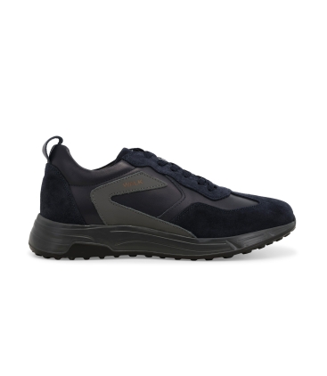 Sneakers uomo in camoscio e pelle blu u56040