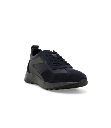 Sneakers uomo in camoscio e pelle blu u56040