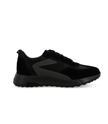 Sneakers uomo in camoscio e pelle nero u56040