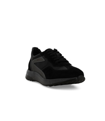 Sneakers uomo in camoscio e pelle nero u56040