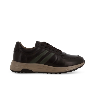 Sneakers uomo in morbida pelle marrone u56047