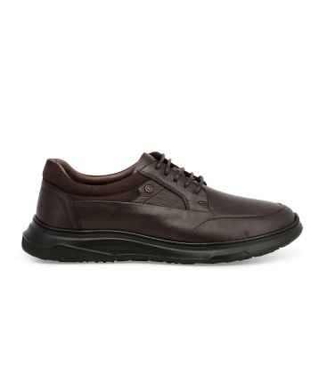 Mocassino con lacci comodo uomo in pelle marrone u56066