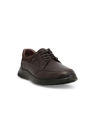 Mocassino con lacci comodo uomo in pelle marrone u56066
