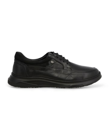 Mocassino con lacci comodo uomo in pelle nero u56066