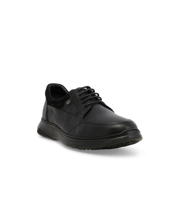 Mocassino con lacci comodo uomo in pelle nero u56066