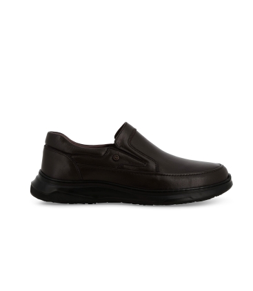 Mocassino uomo con elastici in pelle marrone u56067