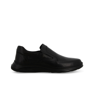 Mocassino uomo con elastici in pelle nero u56067