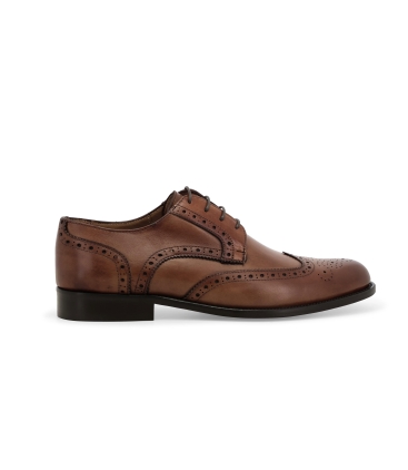 Scarpa uomo stringata derby coda di rondine in pelle brandy u90604z