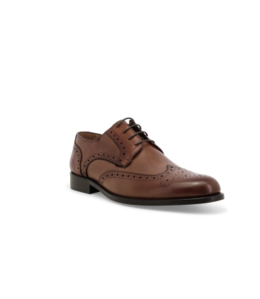 Scarpa uomo stringata derby coda di rondine in pelle brandy u90604z