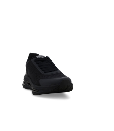Sneakers uomo allacciata in tessuto elastico blu u93404