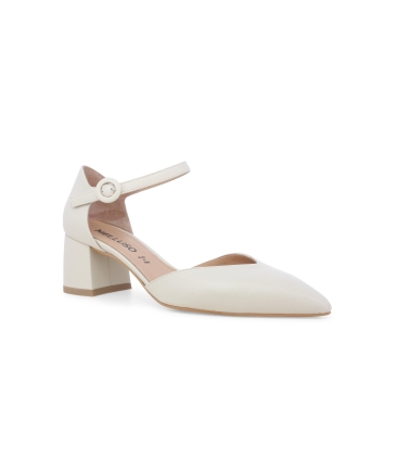Décolleté donna con cinturino in pelle beige v308q