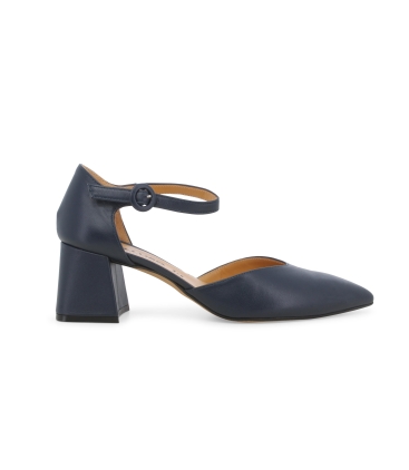 Décolleté donna con cinturino in pelle blu abyss v308q