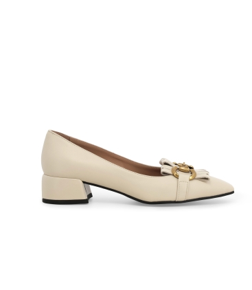 Décolleté donna in pelle bianco milk v5342z