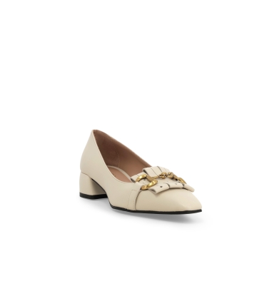 Décolleté donna in pelle bianco milk v5342z