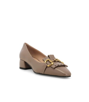 Décolleté donna in pelle beige v5342z