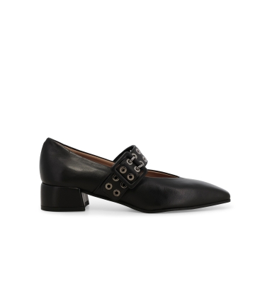 Décolleté donna in pelle nero v5349