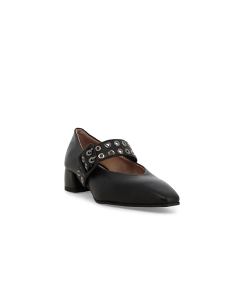 Décolleté donna in pelle nero v5349