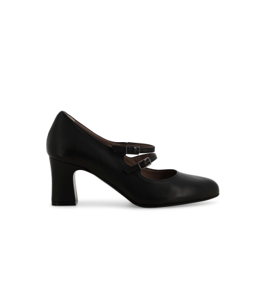 Décolleté donna con cinturino in pelle nero x5214z