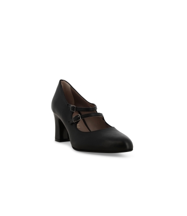 Décolleté donna con cinturino in pelle nero x5214z
