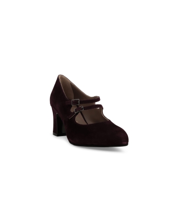 Décolleté donna con cinturino in camoscio bordò x5214z