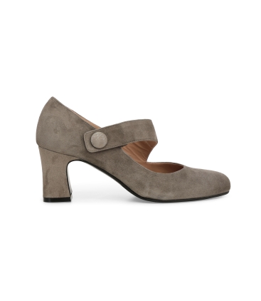 Décolleté con cinturino donna in camoscio beige x5225