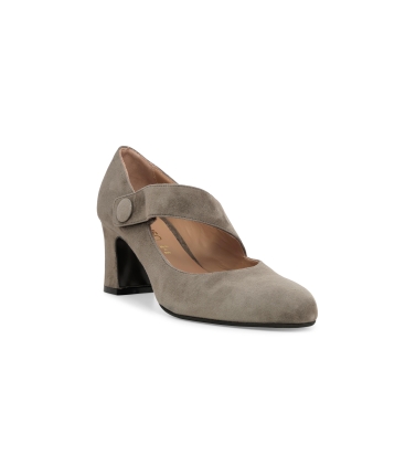 Décolleté con cinturino donna in camoscio beige x5225
