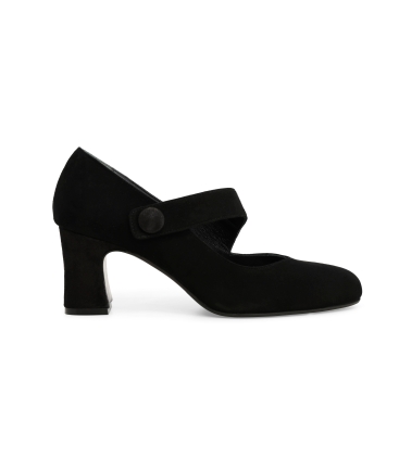 Décolleté con cinturino donna in camoscio nero x5225
