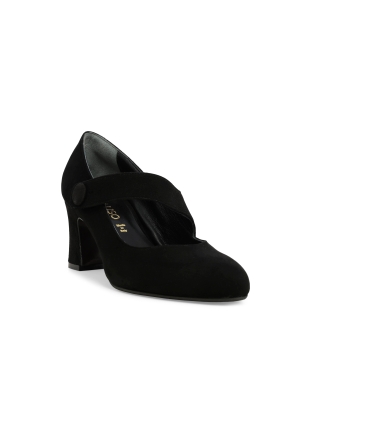 Décolleté con cinturino donna in camoscio nero x5225