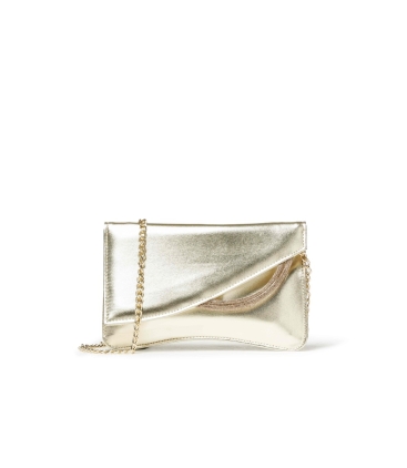 Borsa pochette con tracolla laminato oro bj057