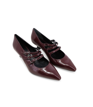 Décolleté donna in vernice comodo con cinturini bordo e5201