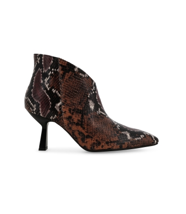 Stivaletto donna in pelle stampa pitone marrone multi limited edition