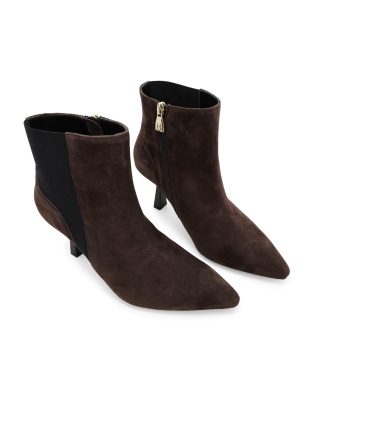 Stivaletto donna elegante in camoscio marrone z990